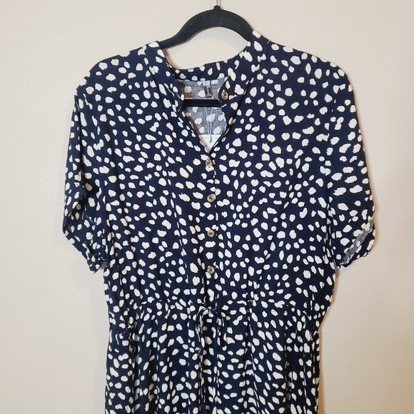 BROVAVE Short Sleeve Shirt Button Down Polka dot Midi dress - Picture 7 of 10